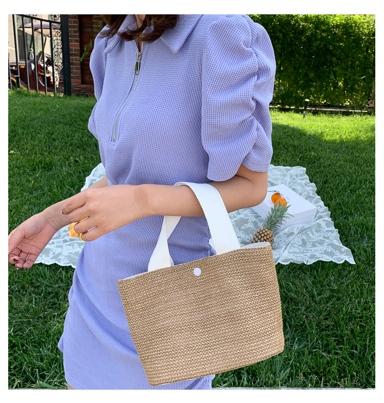 New Internet Celebrity Seaside Summer Beach Holiday Fashion Imitation Straw Woven Bag Retro Handbag Straw Bag Women