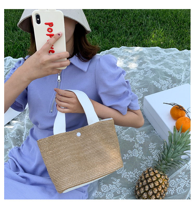 New Internet Celebrity Seaside Summer Beach Holiday Fashion Imitation Straw Woven Bag Retro Handbag Straw Bag Women