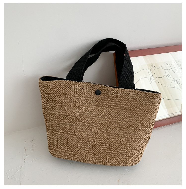 New Internet Celebrity Seaside Summer Beach Holiday Fashion Imitation Straw Woven Bag Retro Handbag Straw Bag Women