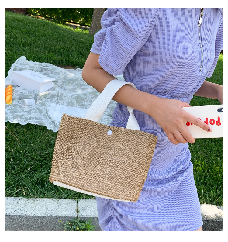 New Internet Celebrity Seaside Summer Beach Holiday Fashion Imitation Straw Woven Bag Retro Handbag Straw Bag Women
