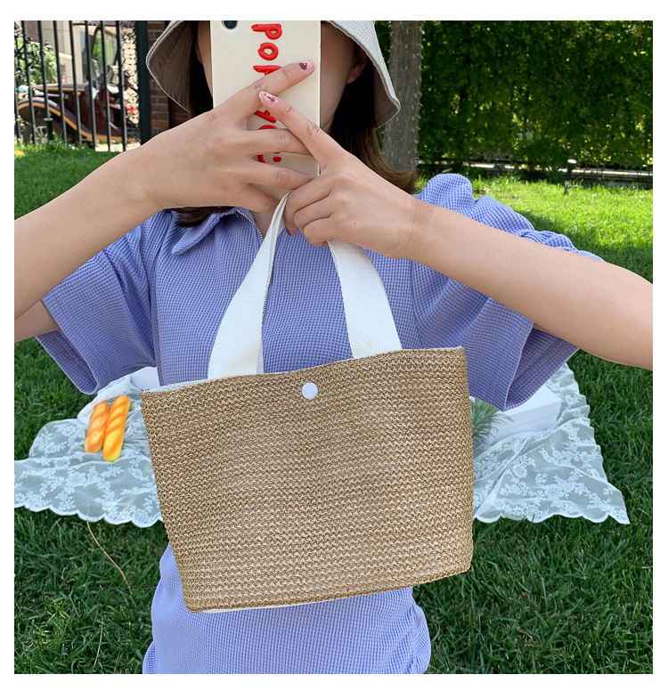 New Internet Celebrity Seaside Summer Beach Holiday Fashion Imitation Straw Woven Bag Retro Handbag Straw Bag Women