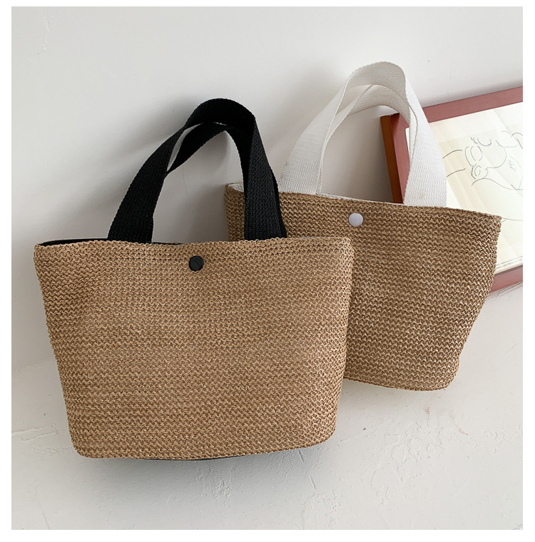 New Internet Celebrity Seaside Summer Beach Holiday Fashion Imitation Straw Woven Bag Retro Handbag Straw Bag Women