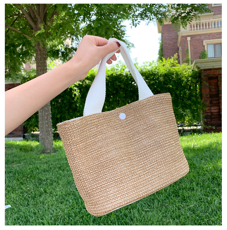 New Internet Celebrity Seaside Summer Beach Holiday Fashion Imitation Straw Woven Bag Retro Handbag Straw Bag Women
