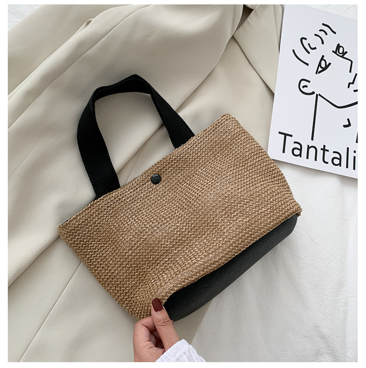 New Internet Celebrity Seaside Summer Beach Holiday Fashion Imitation Straw Woven Bag Retro Handbag Straw Bag Women