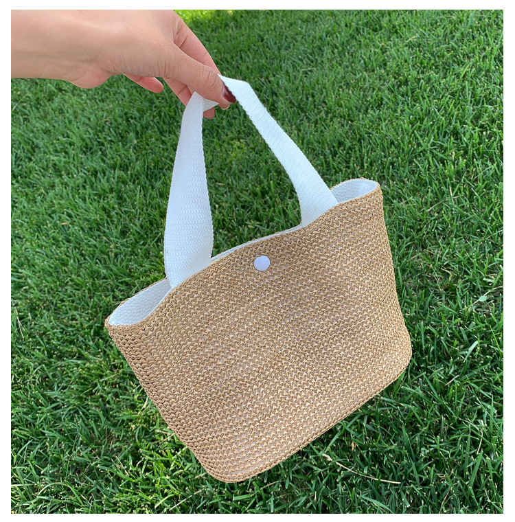 New Internet Celebrity Seaside Summer Beach Holiday Fashion Imitation Straw Woven Bag Retro Handbag Straw Bag Women