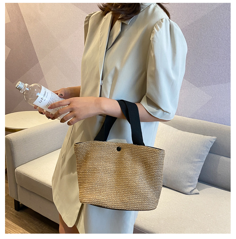 New Internet Celebrity Seaside Summer Beach Holiday Fashion Imitation Straw Woven Bag Retro Handbag Straw Bag Women