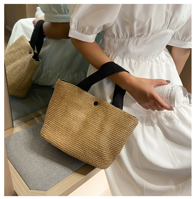 New Internet Celebrity Seaside Summer Beach Holiday Fashion Imitation Straw Woven Bag Retro Handbag Straw Bag Women