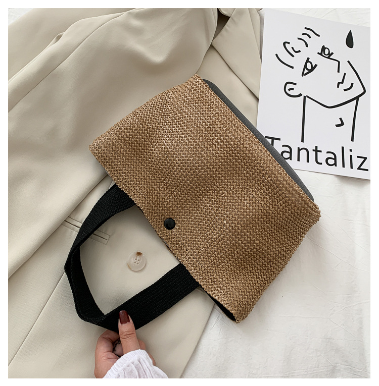 New Internet Celebrity Seaside Summer Beach Holiday Fashion Imitation Straw Woven Bag Retro Handbag Straw Bag Women