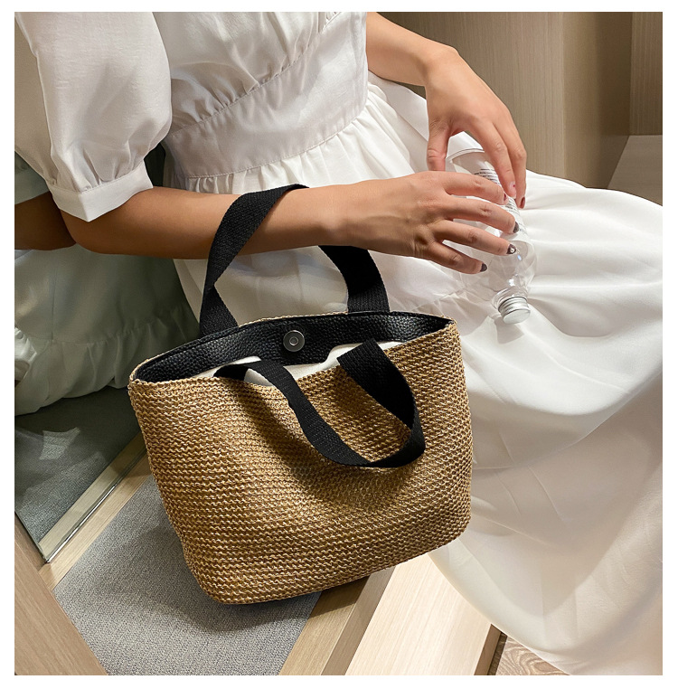 New Internet Celebrity Seaside Summer Beach Holiday Fashion Imitation Straw Woven Bag Retro Handbag Straw Bag Women