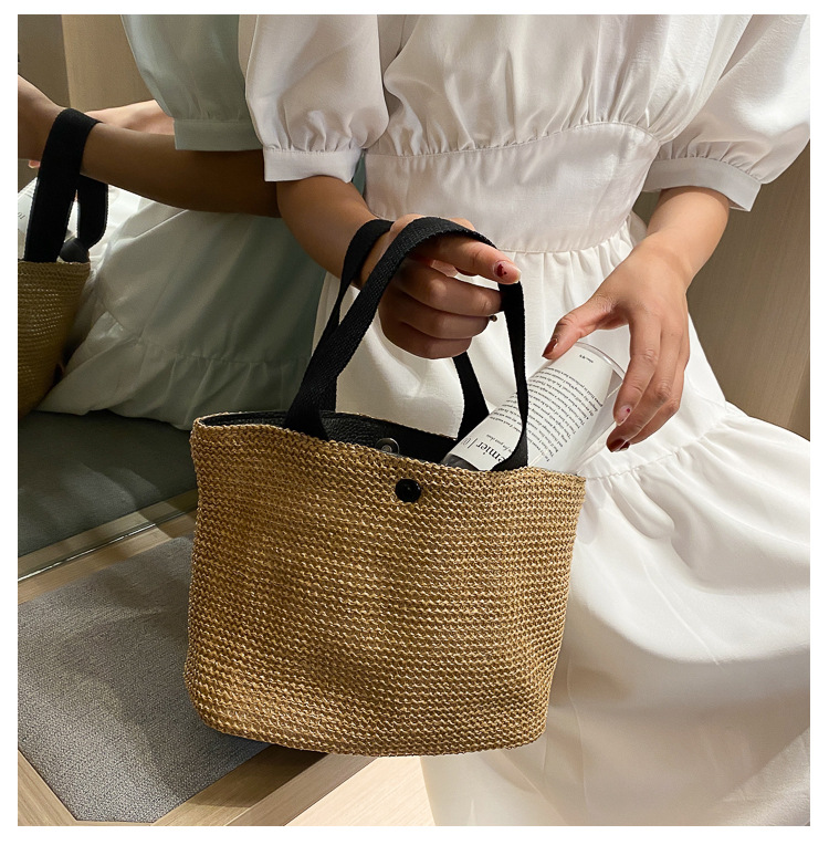 New Internet Celebrity Seaside Summer Beach Holiday Fashion Imitation Straw Woven Bag Retro Handbag Straw Bag Women