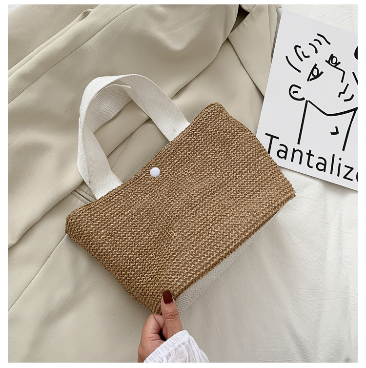 New Internet Celebrity Seaside Summer Beach Holiday Fashion Imitation Straw Woven Bag Retro Handbag Straw Bag Women
