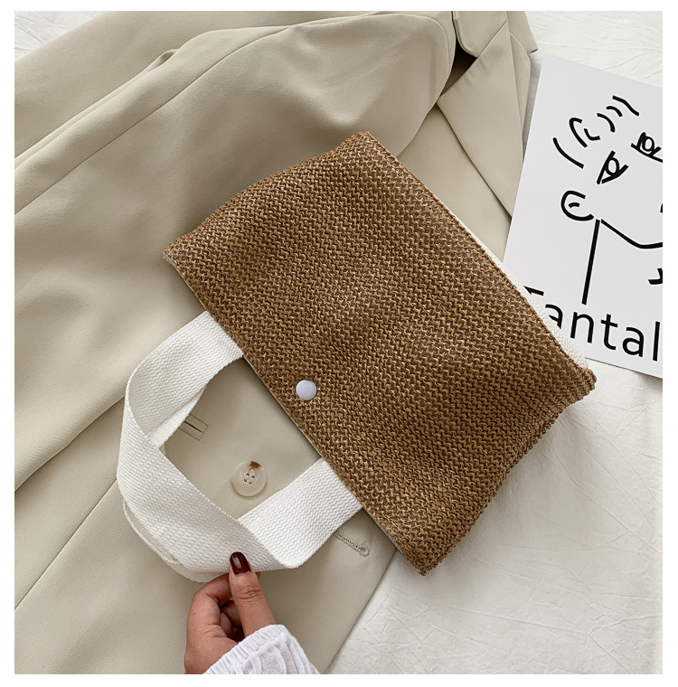 New Internet Celebrity Seaside Summer Beach Holiday Fashion Imitation Straw Woven Bag Retro Handbag Straw Bag Women
