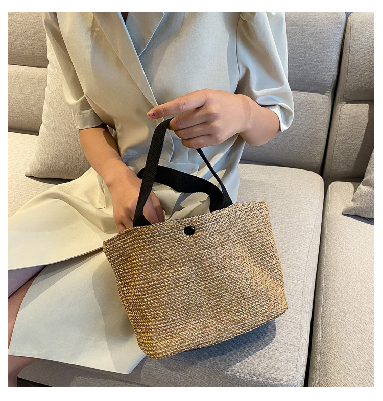 New Internet Celebrity Seaside Summer Beach Holiday Fashion Imitation Straw Woven Bag Retro Handbag Straw Bag Women