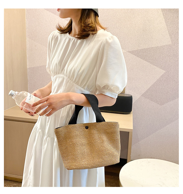 New Internet Celebrity Seaside Summer Beach Holiday Fashion Imitation Straw Woven Bag Retro Handbag Straw Bag Women