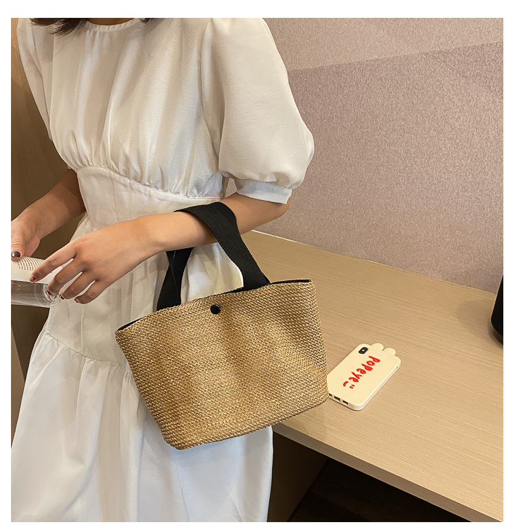 New Internet Celebrity Seaside Summer Beach Holiday Fashion Imitation Straw Woven Bag Retro Handbag Straw Bag Women