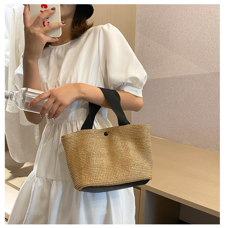 New Internet Celebrity Seaside Summer Beach Holiday Fashion Imitation Straw Woven Bag Retro Handbag Straw Bag Women