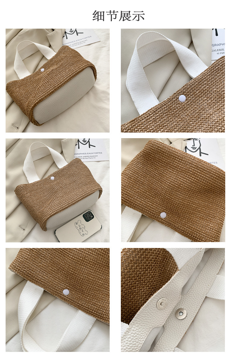 New Internet Celebrity Seaside Summer Beach Holiday Fashion Imitation Straw Woven Bag Retro Handbag Straw Bag Women