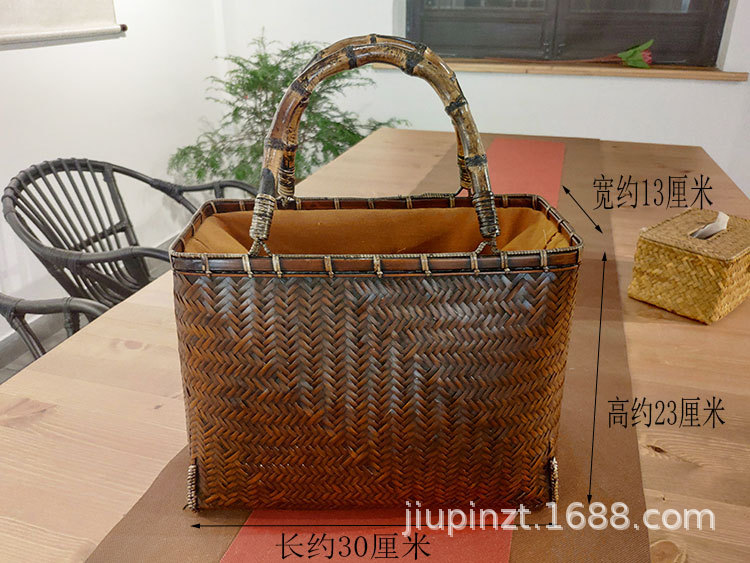 Bamboo Woven Bag Women's Handbag Tea Set Accessories Storage Bag Bamboo Woven Basket Tea Ceremony Storage Bamboo Bag Bamboo Woven Bag Women's Handbag Tea Set Accessories Storage Bag Bamboo Woven Basket Tea Ceremony Storage Bamboo Bag