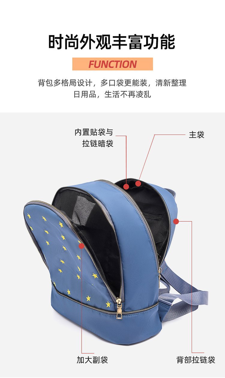 Foreign Trade Wholesale Fashion Backpack 2022 Romantic Spring New Oxford Woven Bag on Starry Sky