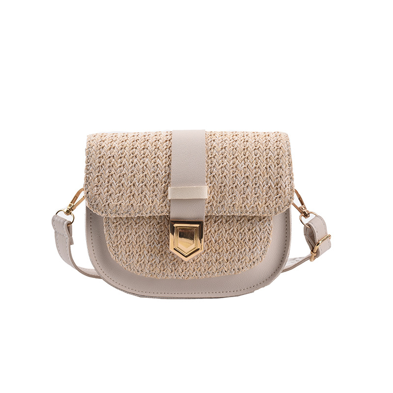 Straw Bag Woven Bag Simple and Fresh Shoulder Messenger Bag Western Style Saddle Bag