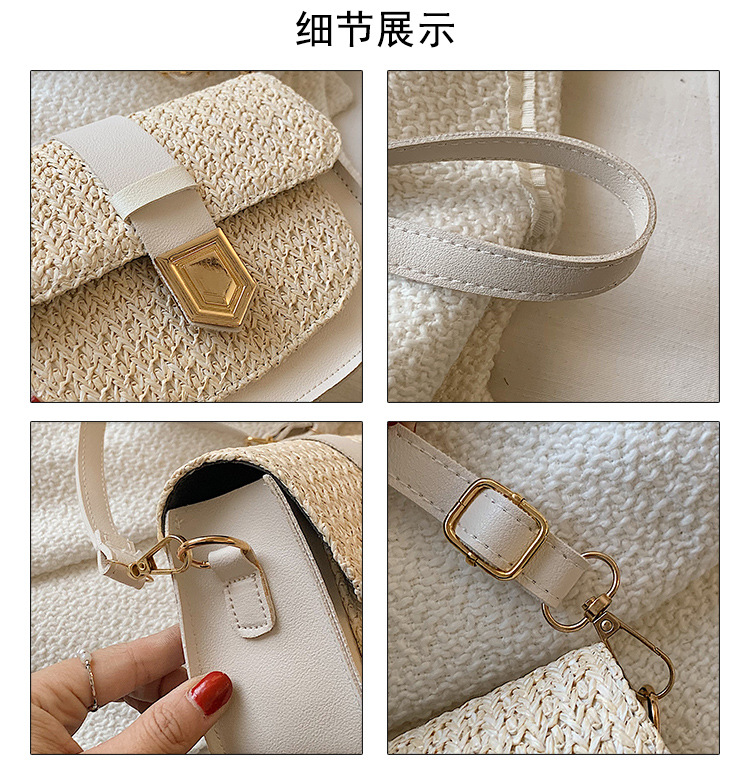 Straw Bag Woven Bag Simple and Fresh Shoulder Messenger Bag Western Style Saddle Bag