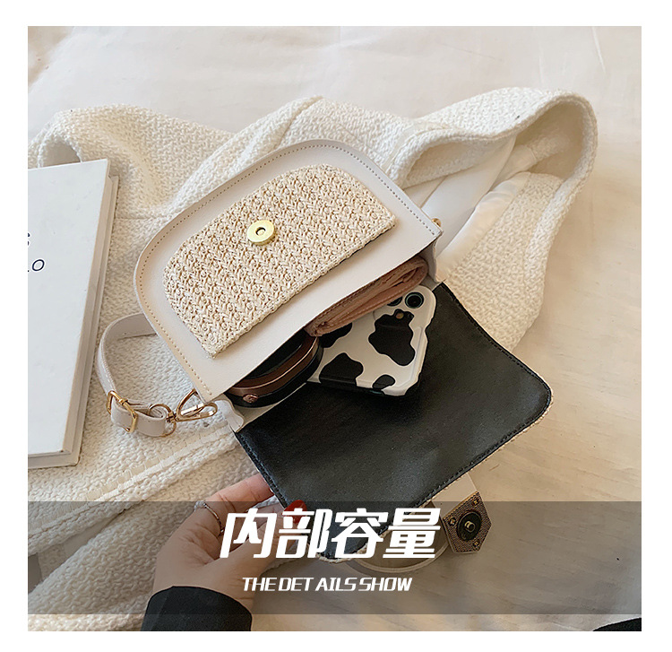 Straw Bag Woven Bag Simple and Fresh Shoulder Messenger Bag Western Style Saddle Bag