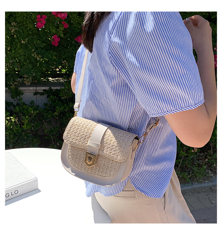 Straw Bag Woven Bag Simple and Fresh Shoulder Messenger Bag Western Style Saddle Bag