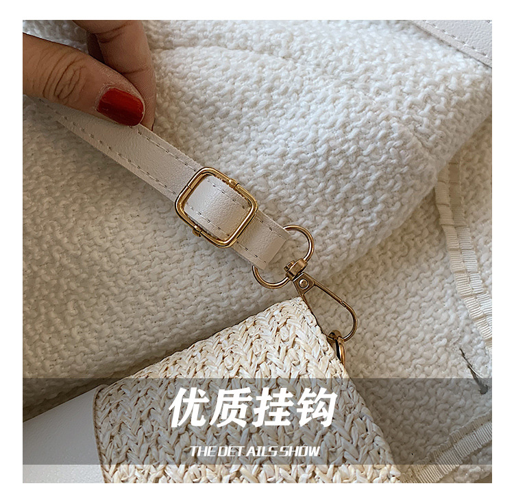 Straw Bag Woven Bag Simple and Fresh Shoulder Messenger Bag Western Style Saddle Bag