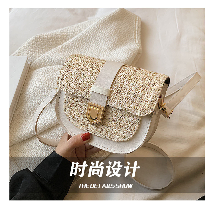 Straw Bag Woven Bag Simple and Fresh Shoulder Messenger Bag Western Style Saddle Bag