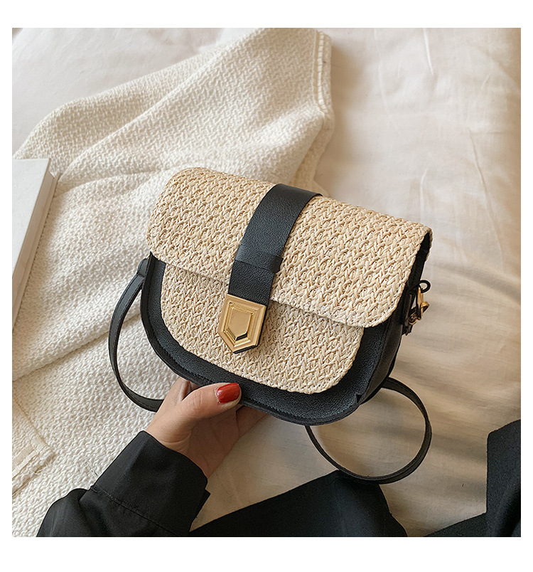 Straw Bag Woven Bag Simple and Fresh Shoulder Messenger Bag Western Style Saddle Bag