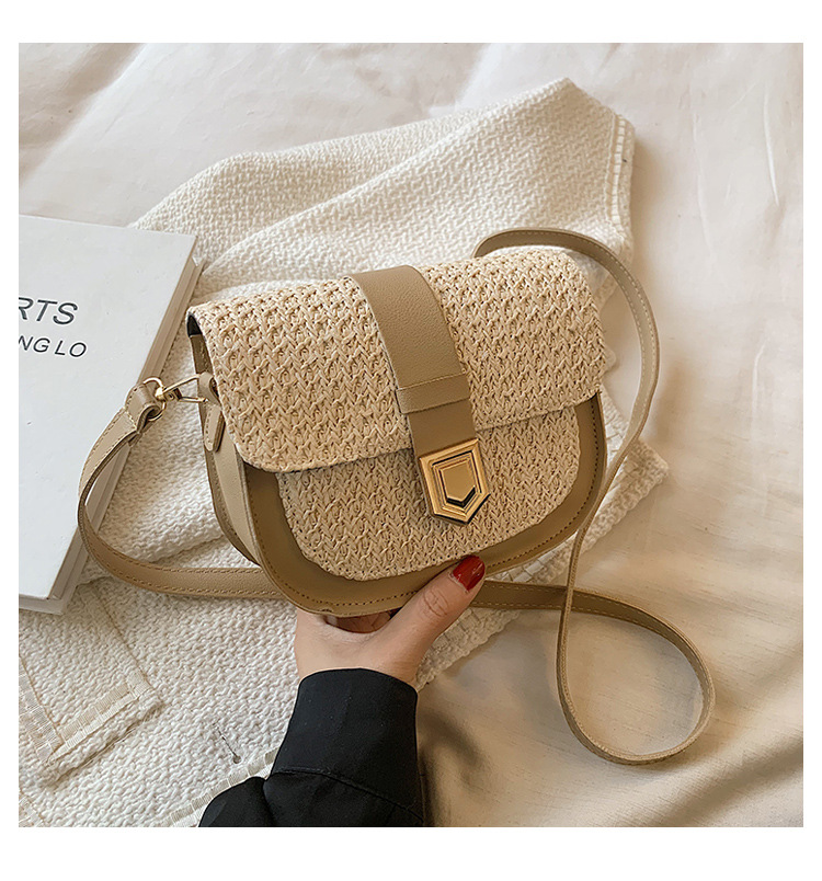 Straw Bag Woven Bag Simple and Fresh Shoulder Messenger Bag Western Style Saddle Bag