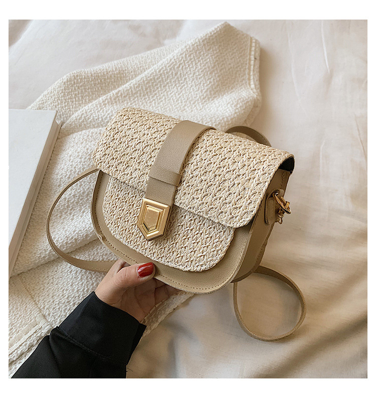 Straw Bag Woven Bag Simple and Fresh Shoulder Messenger Bag Western Style Saddle Bag