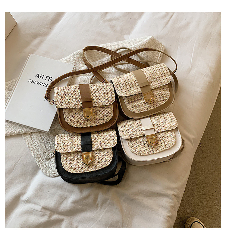 Straw Bag Woven Bag Simple and Fresh Shoulder Messenger Bag Western Style Saddle Bag