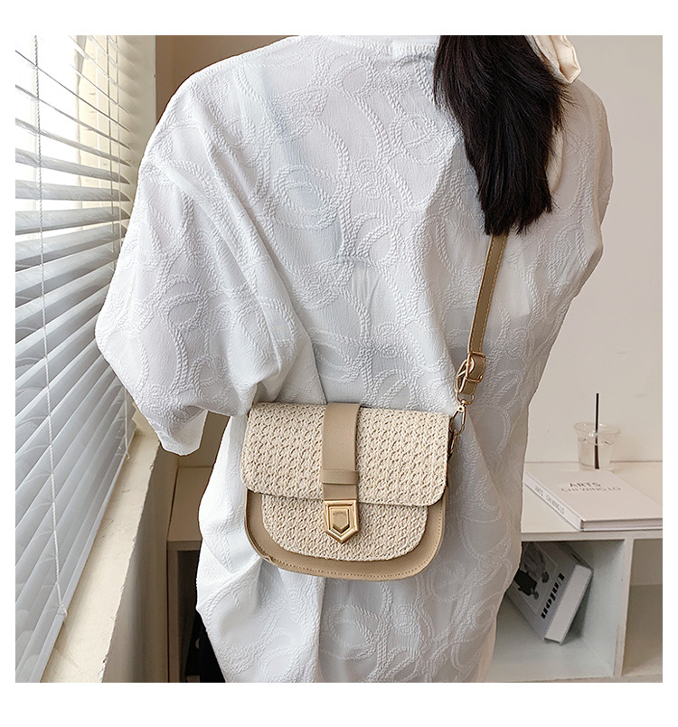 Straw Bag Woven Bag Simple and Fresh Shoulder Messenger Bag Western Style Saddle Bag
