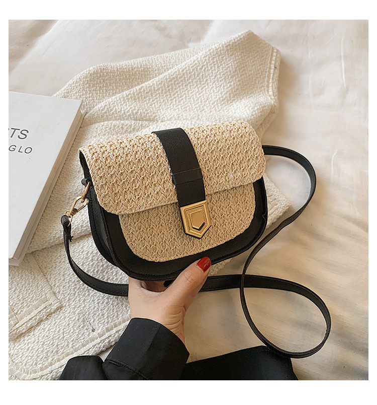 Straw Bag Woven Bag Simple and Fresh Shoulder Messenger Bag Western Style Saddle Bag