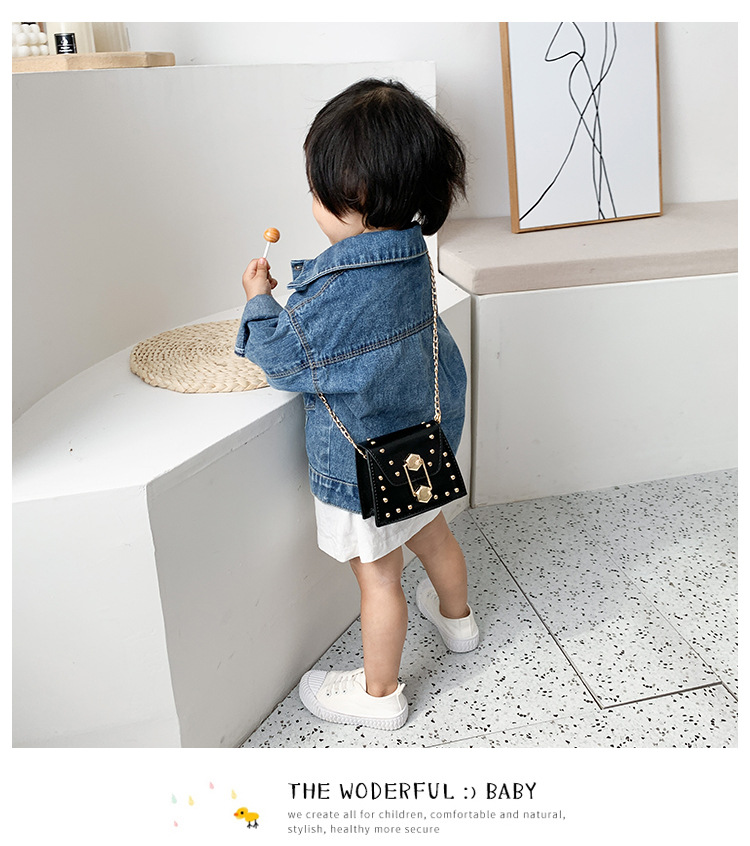 Rivet Mini Bag 2021 New Korean Fashion Ins Internet Celebrity All-Match Parent-Child Children's Crossbody Small Square Bag