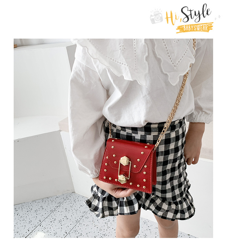 Rivet Mini Bag 2021 New Korean Fashion Ins Internet Celebrity All-Match Parent-Child Children's Crossbody Small Square Bag