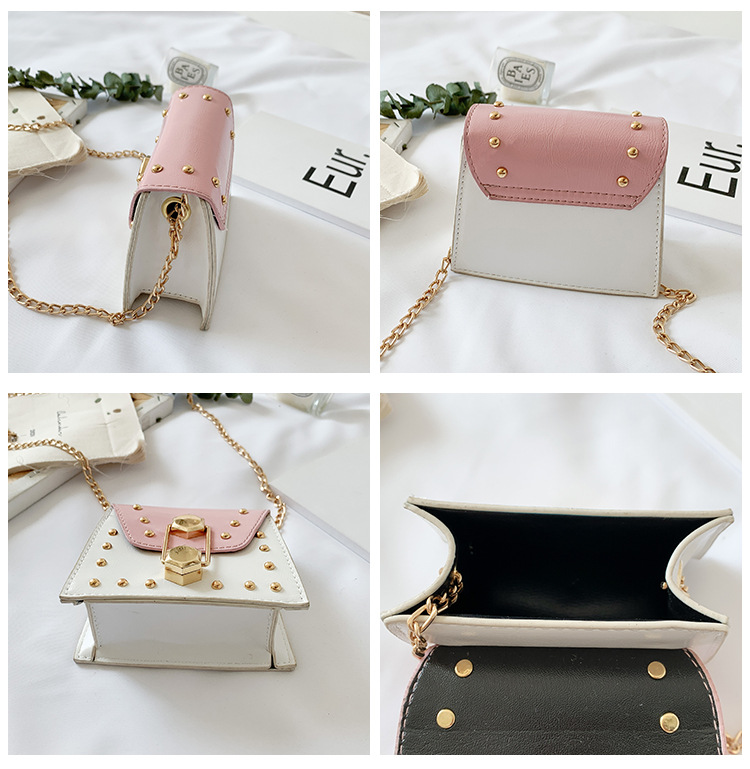 Rivet Mini Bag 2021 New Korean Fashion Ins Internet Celebrity All-Match Parent-Child Children's Crossbody Small Square Bag