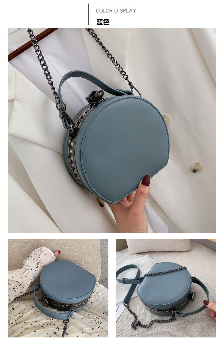 Bag Women's Bag New 2021 New Korean Style Chain Crossbody All-Matching Korean Shoulder Fashion Retro Rivet Small round Bag