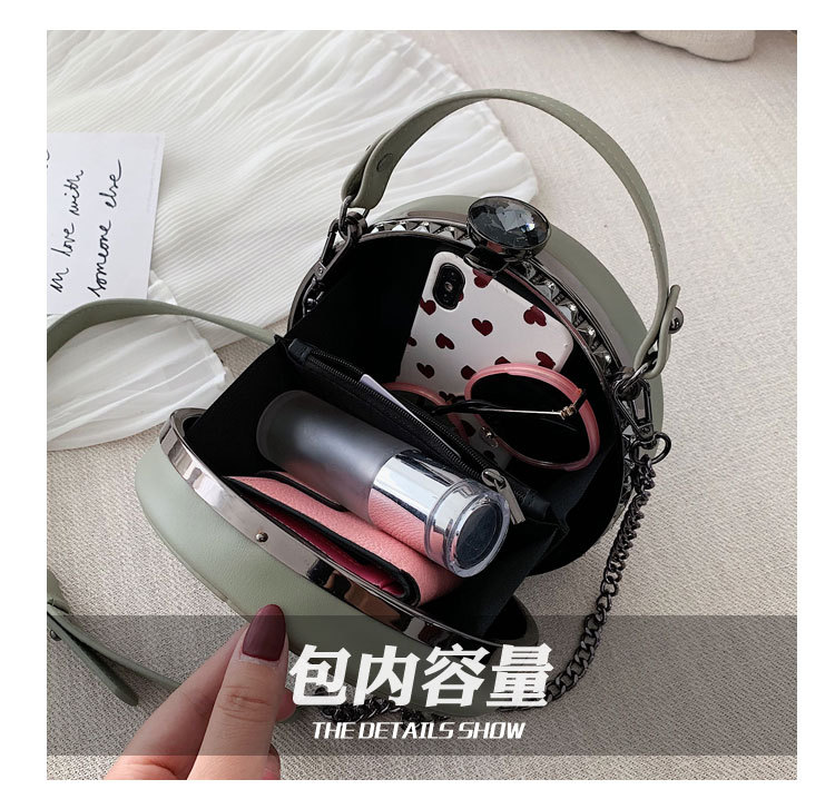 Bag Women's Bag New 2021 New Korean Style Chain Crossbody All-Matching Korean Shoulder Fashion Retro Rivet Small round Bag