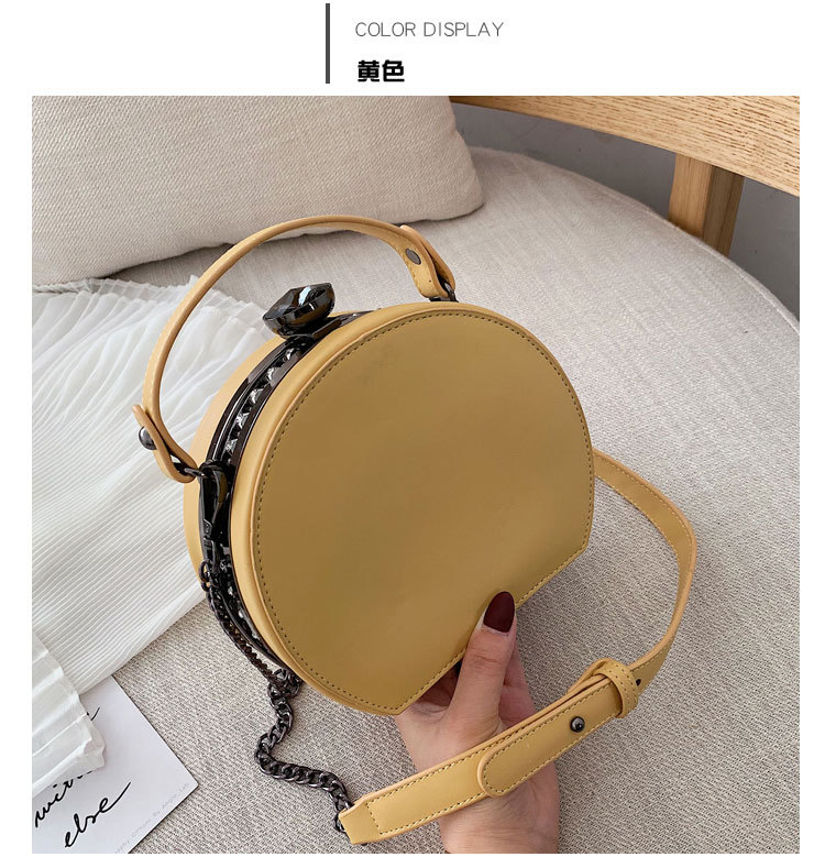 Bag Women's Bag New 2021 New Korean Style Chain Crossbody All-Matching Korean Shoulder Fashion Retro Rivet Small round Bag