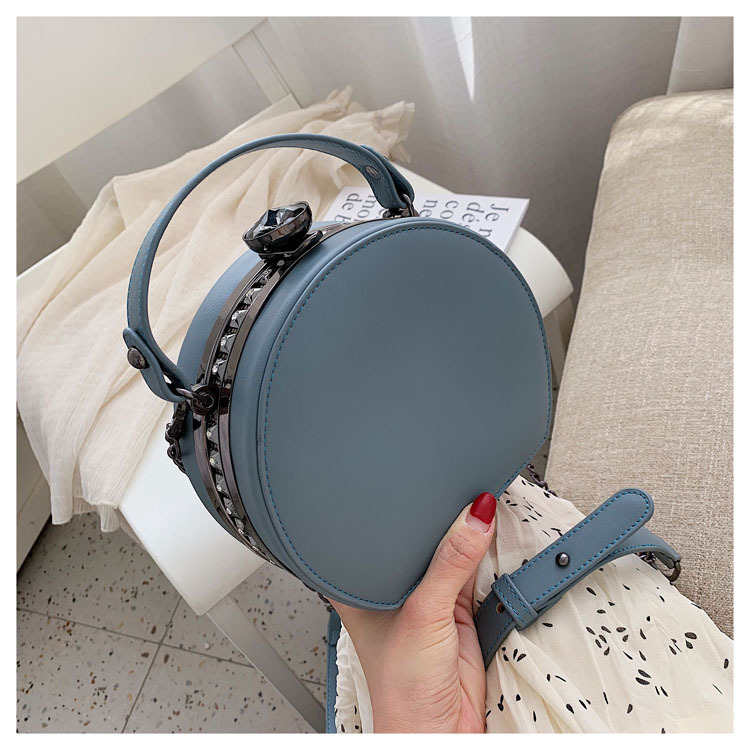 Bag Women's Bag New 2021 New Korean Style Chain Crossbody All-Matching Korean Shoulder Fashion Retro Rivet Small round Bag