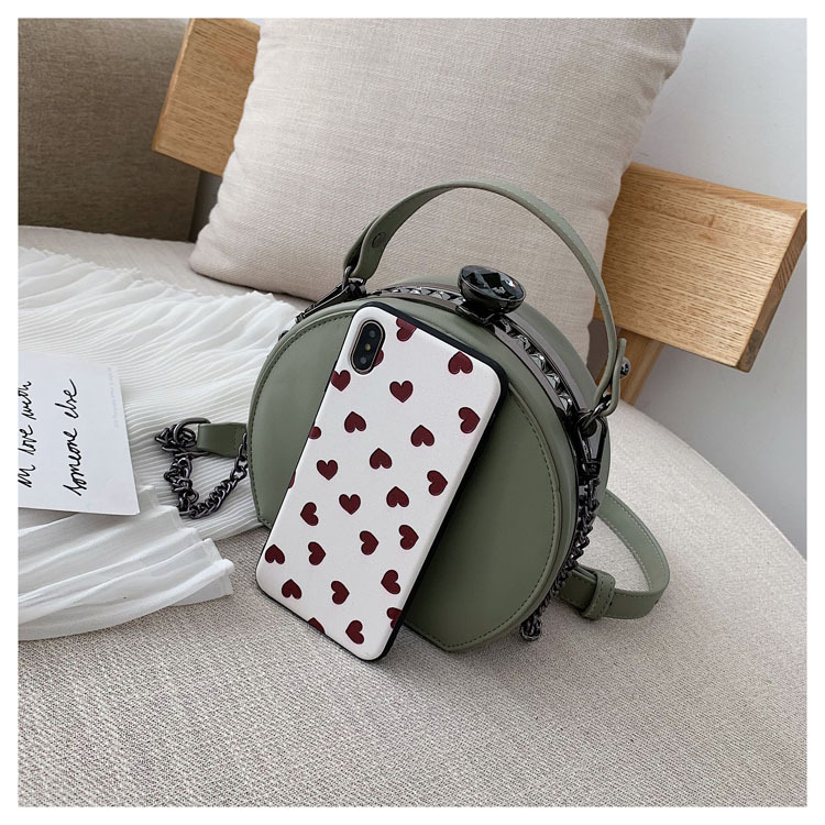 Bag Women's Bag New 2021 New Korean Style Chain Crossbody All-Matching Korean Shoulder Fashion Retro Rivet Small round Bag