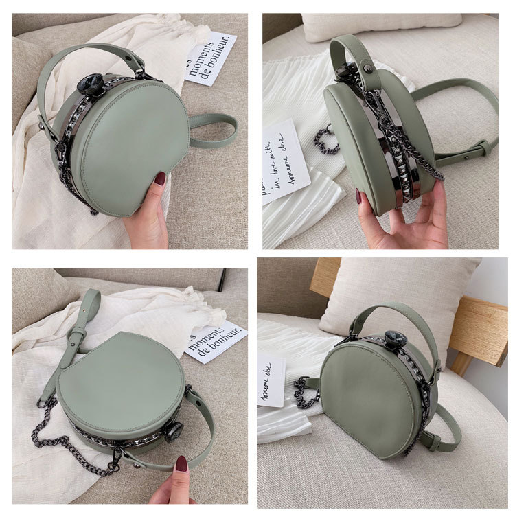 Bag Women's Bag New 2021 New Korean Style Chain Crossbody All-Matching Korean Shoulder Fashion Retro Rivet Small round Bag