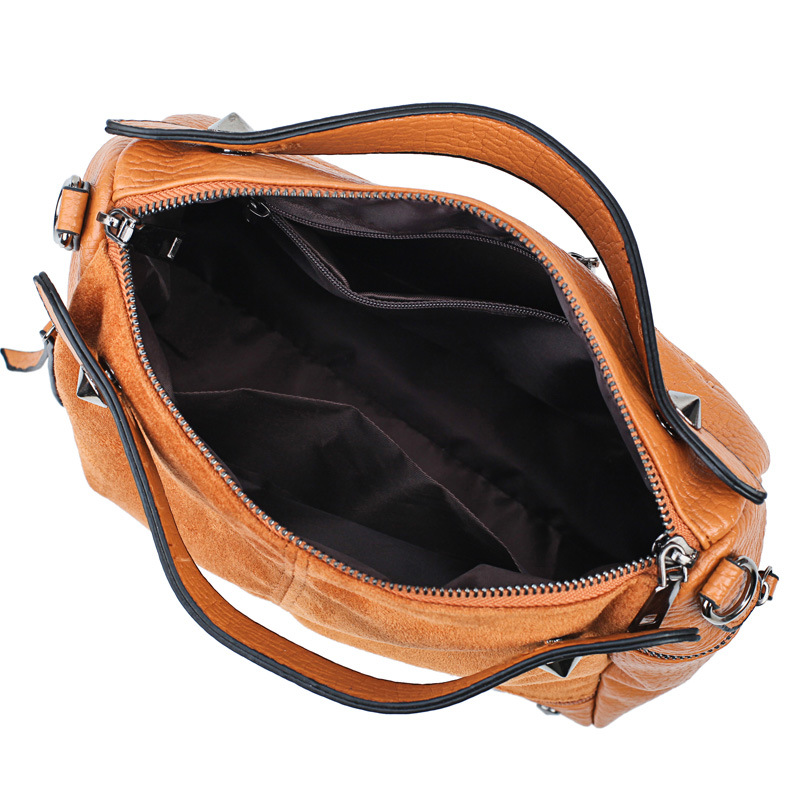 Amazon Women&#039;s Bag Foreign Trade Popular Style Rivet Handbag European and American Fashion Frosted Motorcycle Bag Women&#039;s Large Shoulder Bag