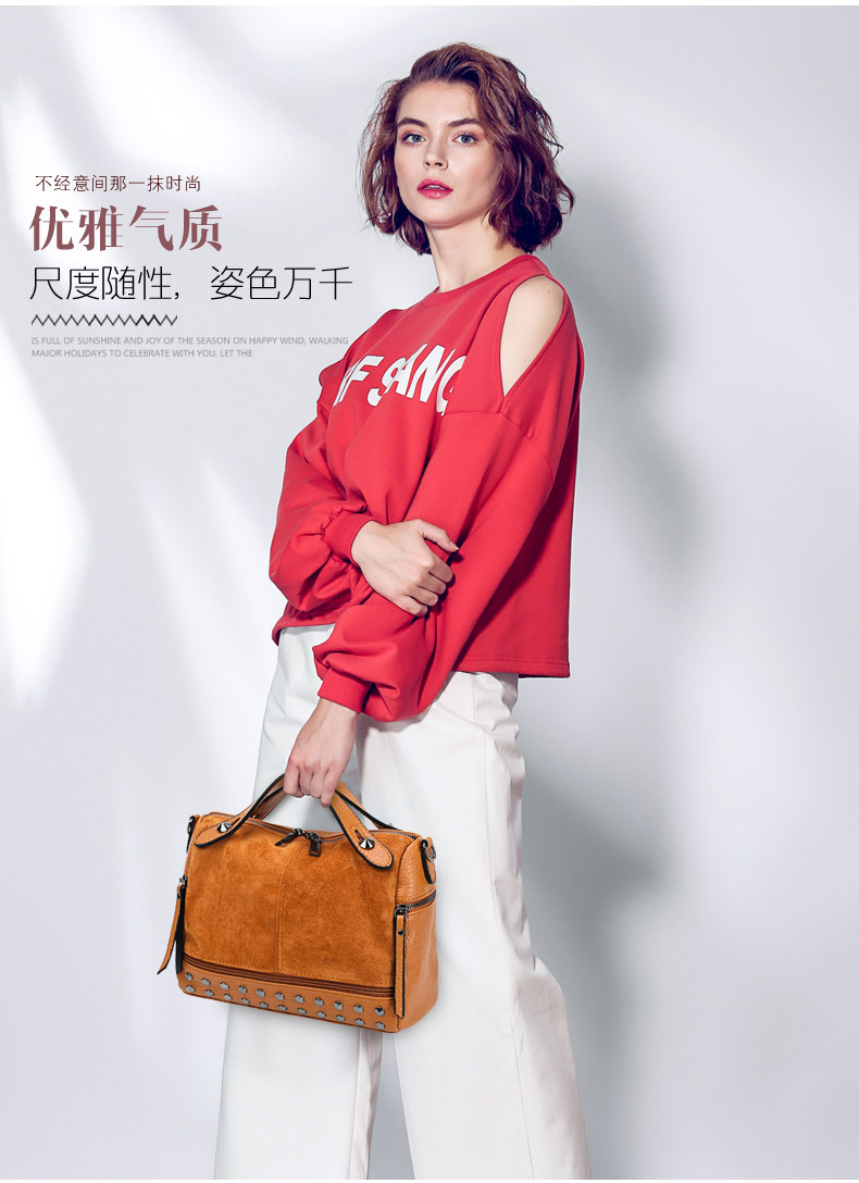 Amazon Women's Bag Foreign Trade Popular Style Rivet Handbag European and American Fashion Frosted Motorcycle Bag Women's Large Shoulder Bag