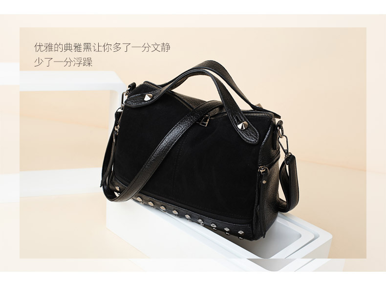 Amazon Women's Bag Foreign Trade Popular Style Rivet Handbag European and American Fashion Frosted Motorcycle Bag Women's Large Shoulder Bag