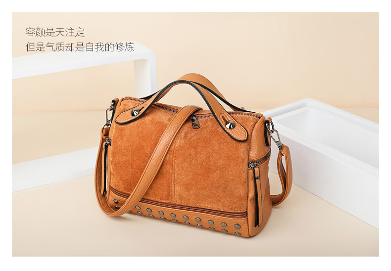 Amazon Women's Bag Foreign Trade Popular Style Rivet Handbag European and American Fashion Frosted Motorcycle Bag Women's Large Shoulder Bag