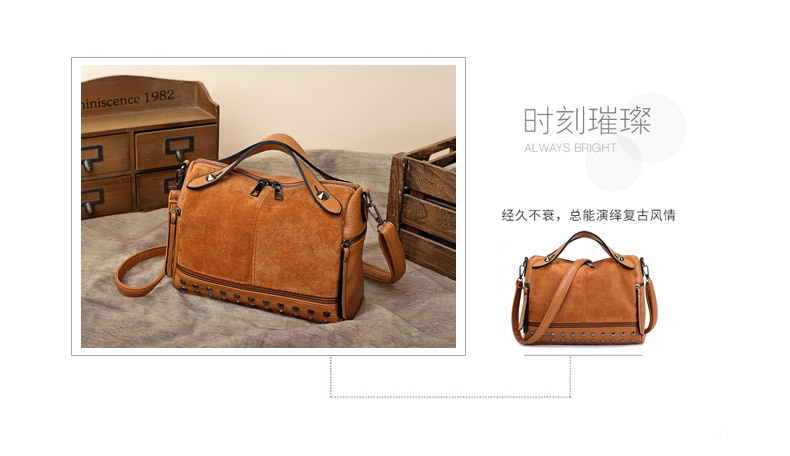 Amazon Women's Bag Foreign Trade Popular Style Rivet Handbag European and American Fashion Frosted Motorcycle Bag Women's Large Shoulder Bag