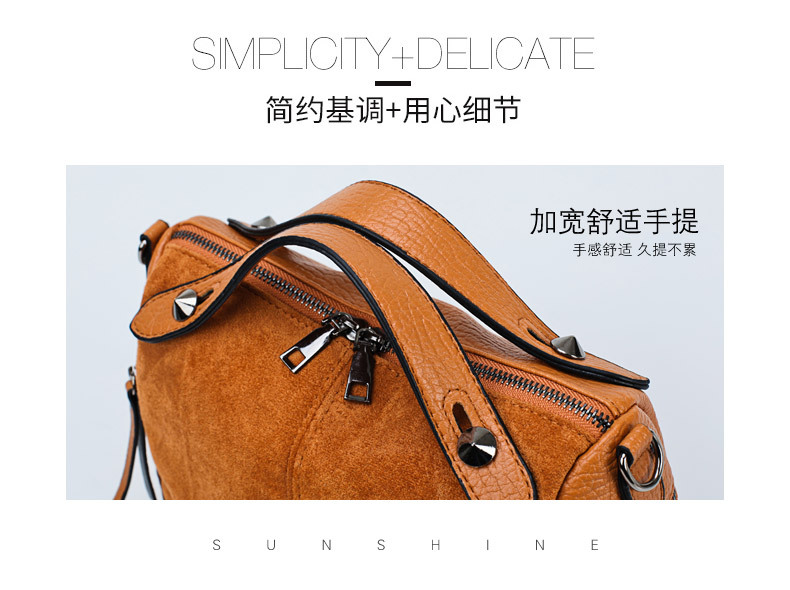 Amazon Women's Bag Foreign Trade Popular Style Rivet Handbag European and American Fashion Frosted Motorcycle Bag Women's Large Shoulder Bag